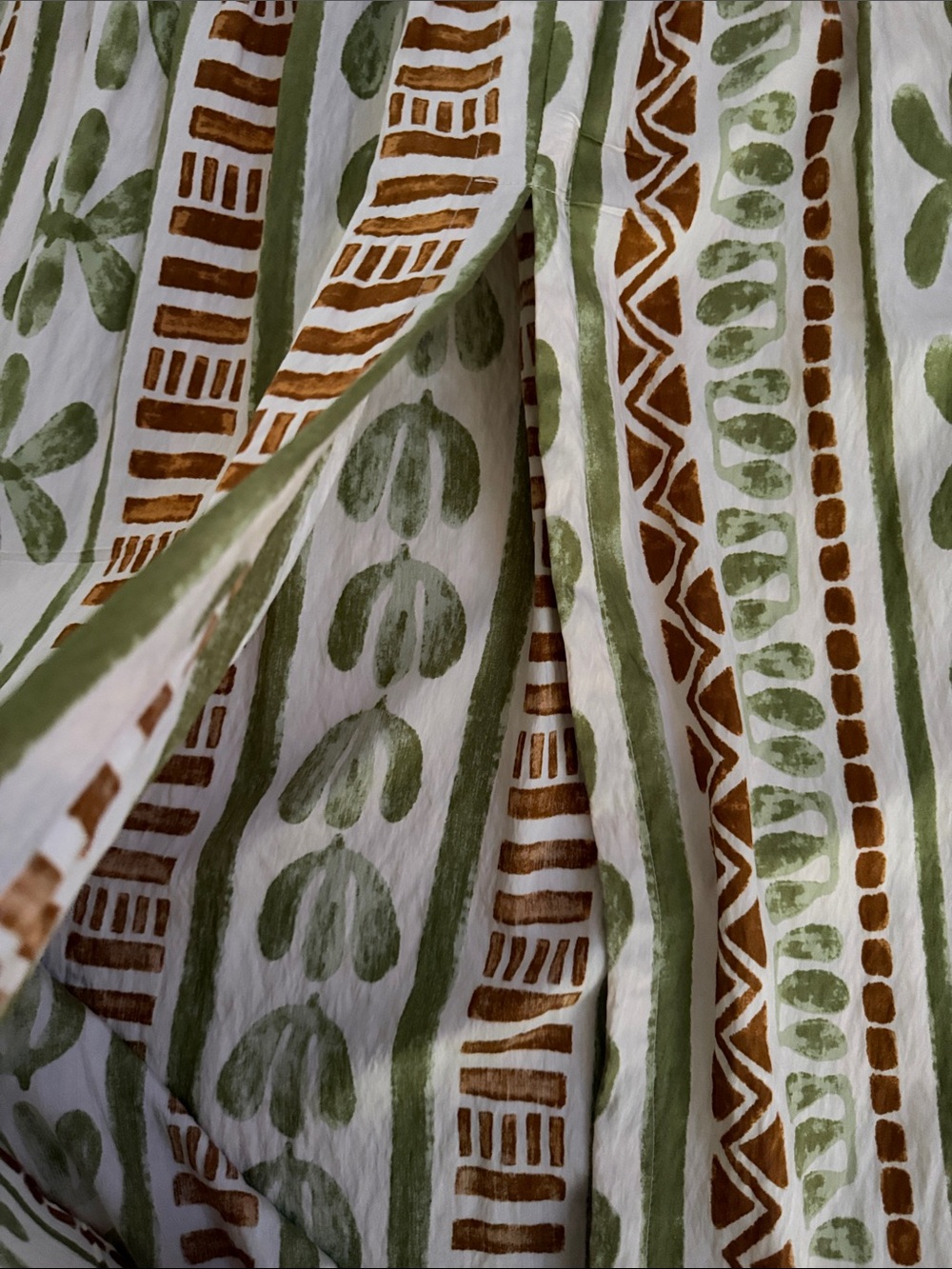 Dress Forum Printed Smocked Maxi Dress in Cream, Olive & Rust - Picture 7 of 10
